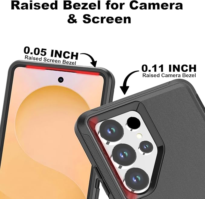 Designed for Samsung Galaxy S25 Ultra Case [with Privacy Screen Protector] 3-Layer Full Body Protection Rugged Shockproof Heavy Duty Phone Case Cover, Black