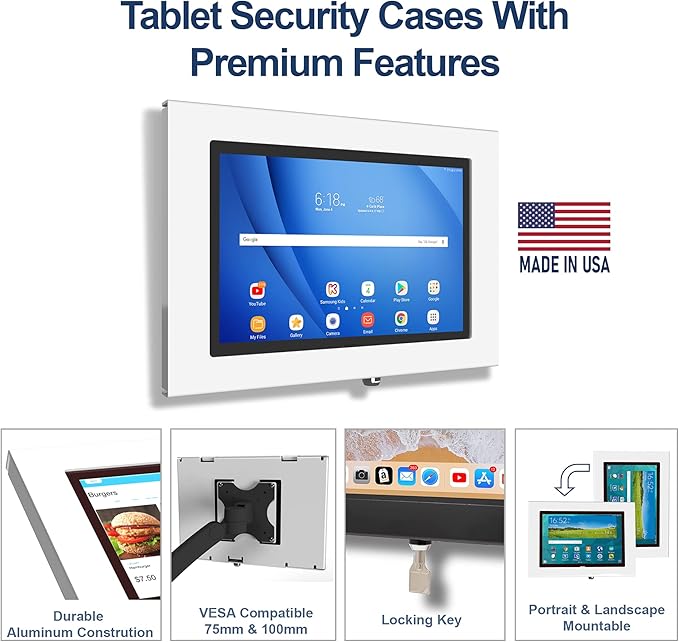 TABcare Locking Anti-Theft Metal Case for Samsung Galaxy TAB 8" 8.4" Tablet for Kiosk, POS, Store, Show Display, Time Clock (TAB S2 8.0, Black)