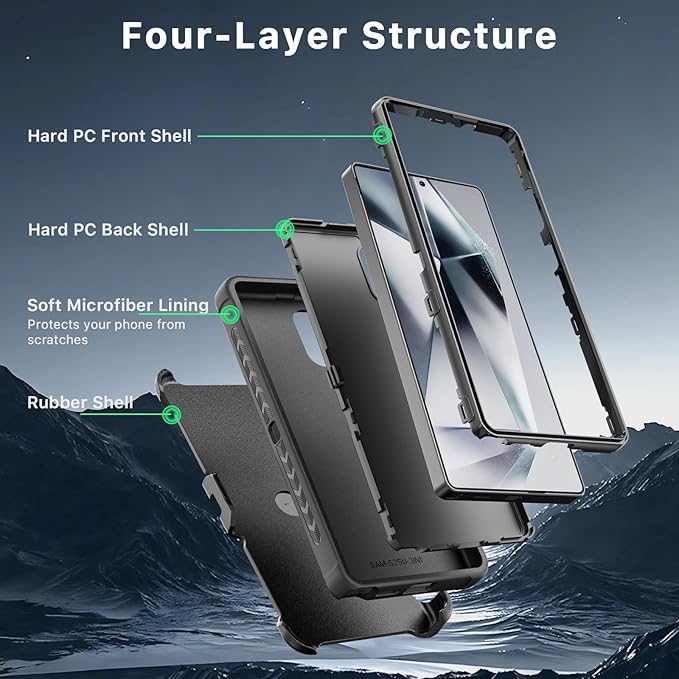 M MYBAT PRO Maverick Series for Samsung Galaxy S25 Ultra Case with Belt Clip Holster, 6.9 inch, Heavy Duty Military Grade Drop Protective Case w 360° Rotating Stand (No Screen Protector) Black