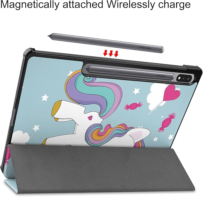 Lightweight Trifold Stand Smart Case Cover with Auto Wake/Sleep for Samsung Galaxy Tab S9 Plus / S9+ SM-X810 / SM-X816 / SM-X815 Unicorn