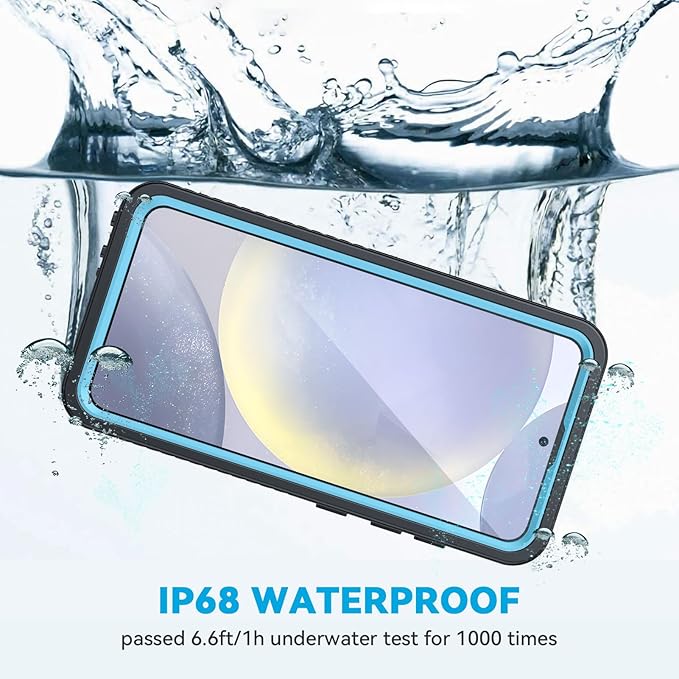 Lanhiem for Samsung Galaxy S24 Phone Case, IP68 Waterproof Dustproof, Built-in Screen Protector, Rugged Full Body Shockproof Protective Cover for Galaxy S24 5G 6.2 Inch, Light Blue