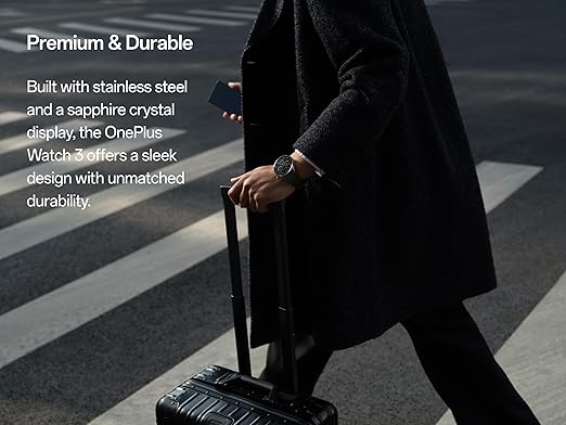 OnePlus Watch 3 Obsidian Titantium, 32GB, 120-Hour Battery, Health & Fitness Tracking, Sapphire Crystal Design, Titanium Bezel, Dual-Engine, Wear-OS by Google