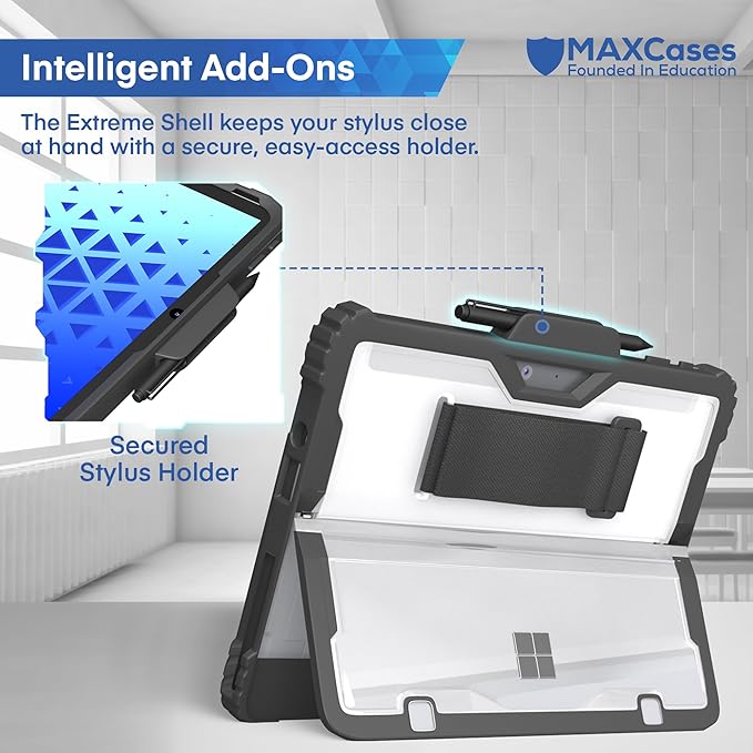 MAXCases Extreme Shell Microsoft Surface Pro 9/10/11 Case, 13" Black - Rugged, Custom-Fit Protective Cover for Microsoft Surface Pro Case with Stylus Holder - Shockproof & Durable Tablet Cover