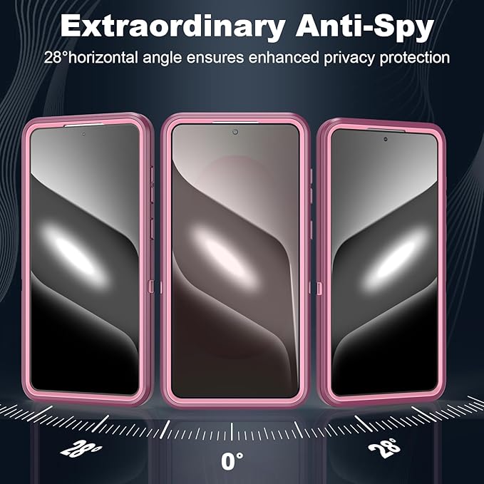 Designed for Samsung Galaxy S24/S25 Case [with Privacy Screen Protector] 3-Layer Full Body Protection Rugged Shockproof Heavy Duty Phone Case Cover, Purple/Pink