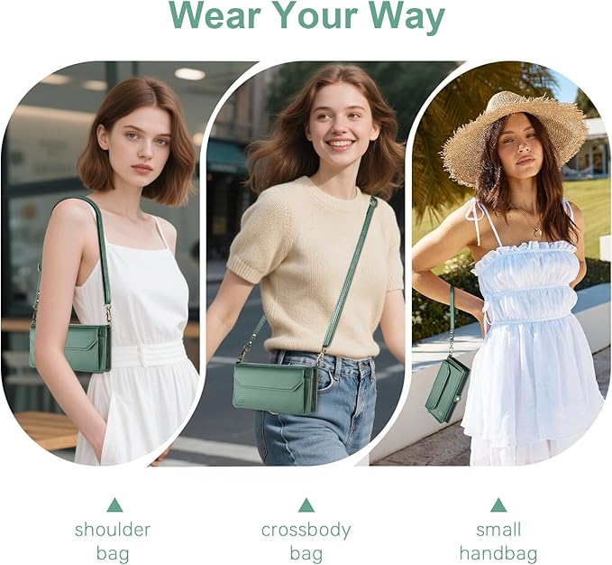 DJBull for Samsung Galaxy S25 Wallet Case with Card Holder, Shoulder and Wristlet Straps, Soft PU Leather, Magnetic Snap, Flip Phone Case for Women Men for Samsung S25 Green