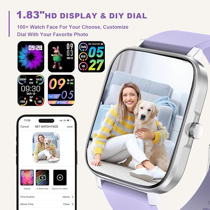 Smart Fitness Tracker Watch with Heart Rate Monitor, Activity Tracker with Pedometer, Sleep Monitor, Calories & Step Counter, Waterproof Smart Watch for Women Men Fitness Watch for Sports