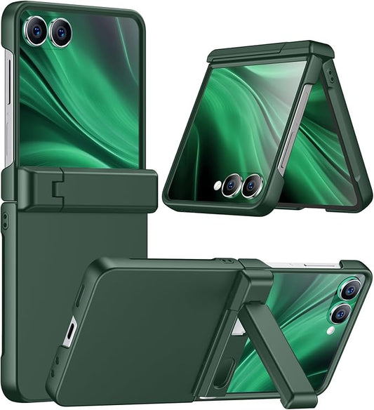 Temdan for Samsung Galaxy Z Flip 7 Case with [Built-in Front Screen Protector] [Kickstand][Hinge Protection][Hard PC] Ultra-Thin Shockproof Protective Phone Case for Galaxy Z Flip 7-Green
