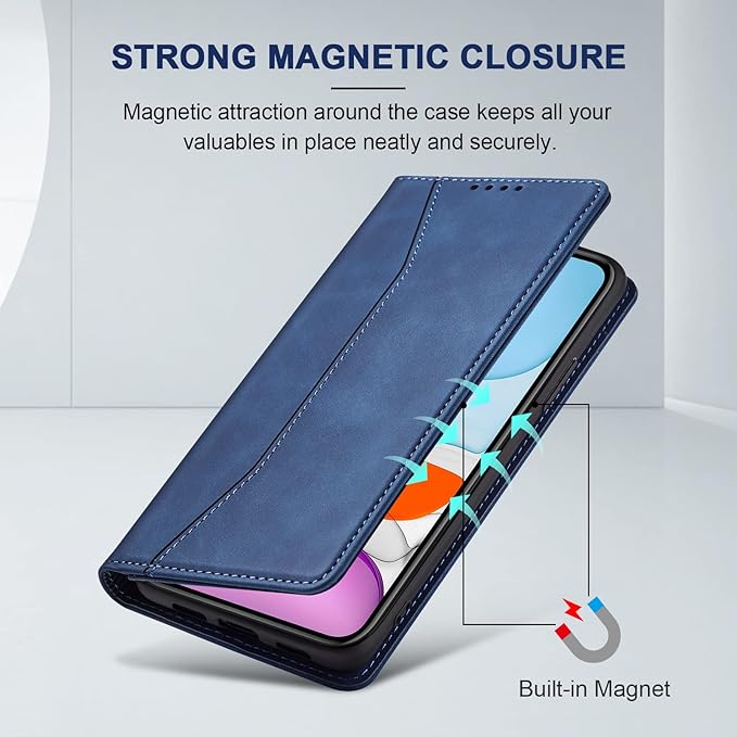Jasonyu Flip Wallet Case for iPhone 11,Leather Magnetic Folio Cover with Card Holder,Kickstand - TPU Shockproof Durable Protective Phone Case,Blue