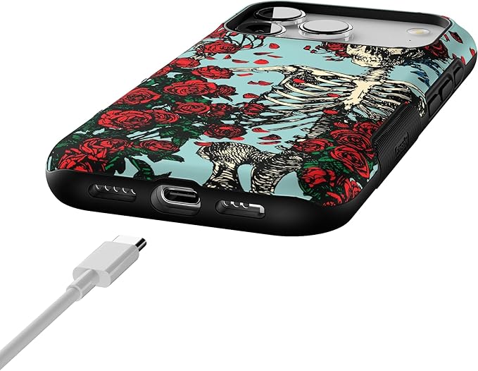 Casely iPhone 17 Pro Case | Forever Grateful | Grateful Dead Skeleton Floral | Bold Protective Design | Compatible with MagSafe