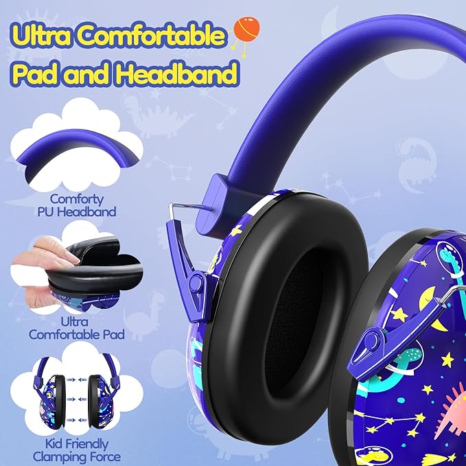 Dr.meter Noise Cancelling Headphones for Kids Adults: 27SNR Adjustable Ear Muffs for Noise Reduction- Kids Ear Protection for Monster Jam, Airplane, Fireworks, Concerts and Sports Events