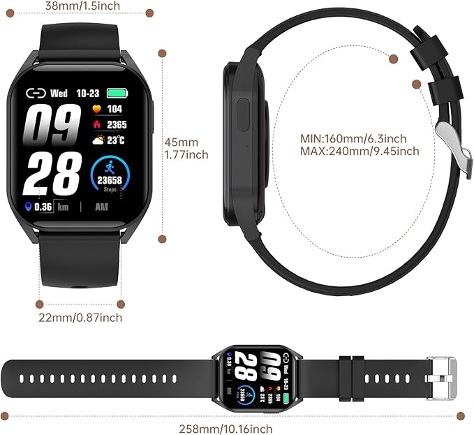 BRIBEJAT Smart Watch (Dial/Answer Call) 38mm 110+ Sports Modes Fitness Tracker with Pedometer SpO2/Heart Rate/Sleep Monitor Compatible with iPhone Samsung Android Phone, Gray