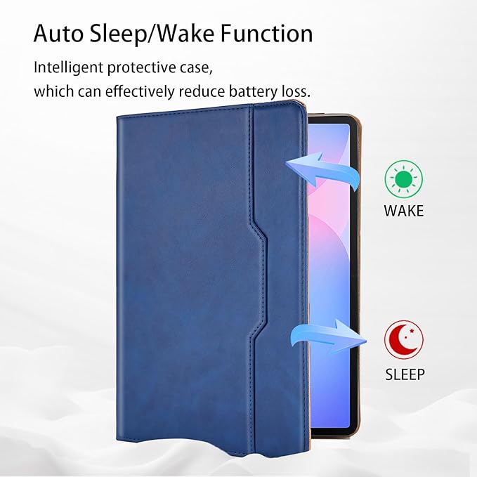 Case for Samsung Galaxy S10 Fe Plus 13.1 inch with S Pen Holder, PU Leather with Hand Strap Folio Flip Cover for Galaxy S10 FE+ with Pockets Auto Sleep/Wake for Man Woman, Blue