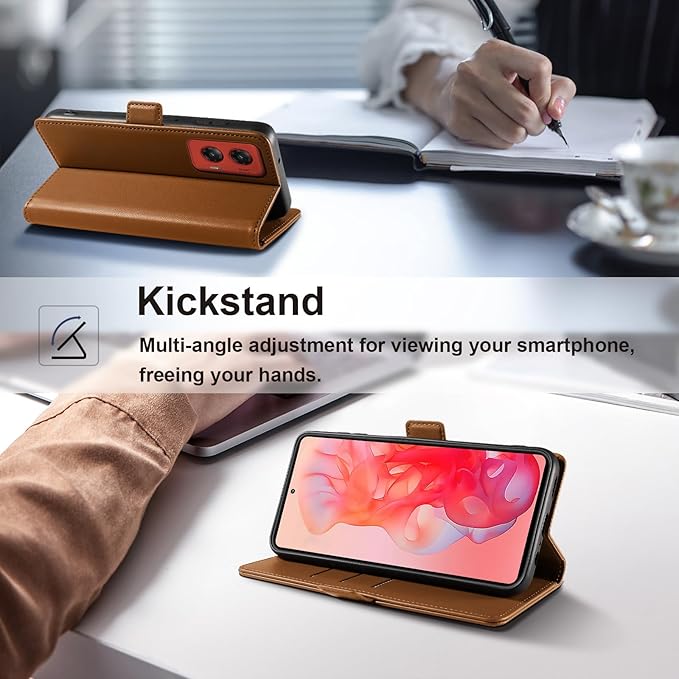 Wallet Flip Case for Moto G Stylus 5G (2024) - [RFID Blocking] Luxury PU Leather Card Holder Magnetic Phone Cover with Kickstand,Shockproof Protective Case,Brown