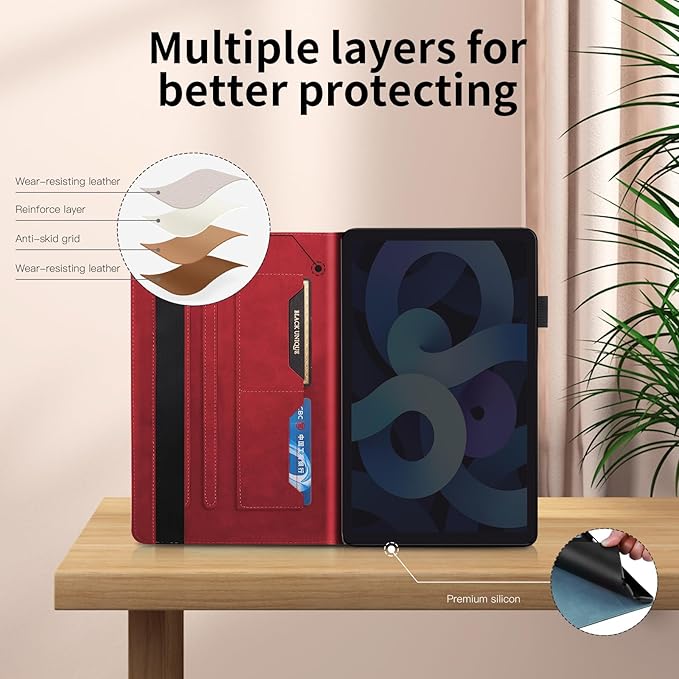 Portfolio Cover for Lenovo Tab M11 / K11, Unique Tree Design with Card Slots, Slim and Lightweight with Magnetic Auto Sleep, Precise Cutouts Case Compatible with Lenovo Tablet M11 TB-330FU Wine Red