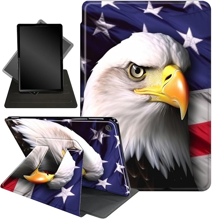 Case for Lenovo Tab M10 Plus 10.3", 360 Degree Rotating Folding Stand,with Auto Sleep/Wake Case for Lenovo Tab M10 Plus (2020 2nd Gen) TB-X606F/TB-X606X 10.3" FHD Tablet,American Flag Eagle