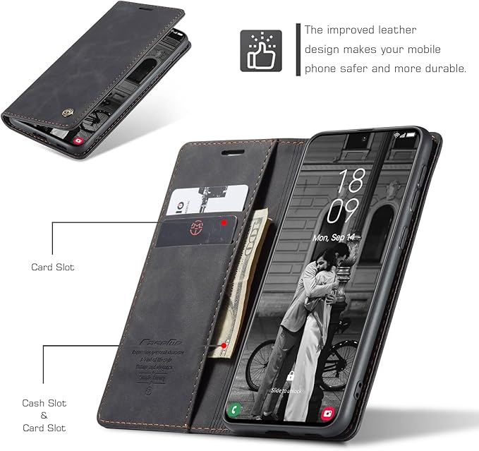 for Samsung Galaxy S21 Case, Flip Wallet Leather Case with Card Holder Magnetic Closure Shockproof Kickstand Protective Phone Cases Cover for Samsung S21,Black