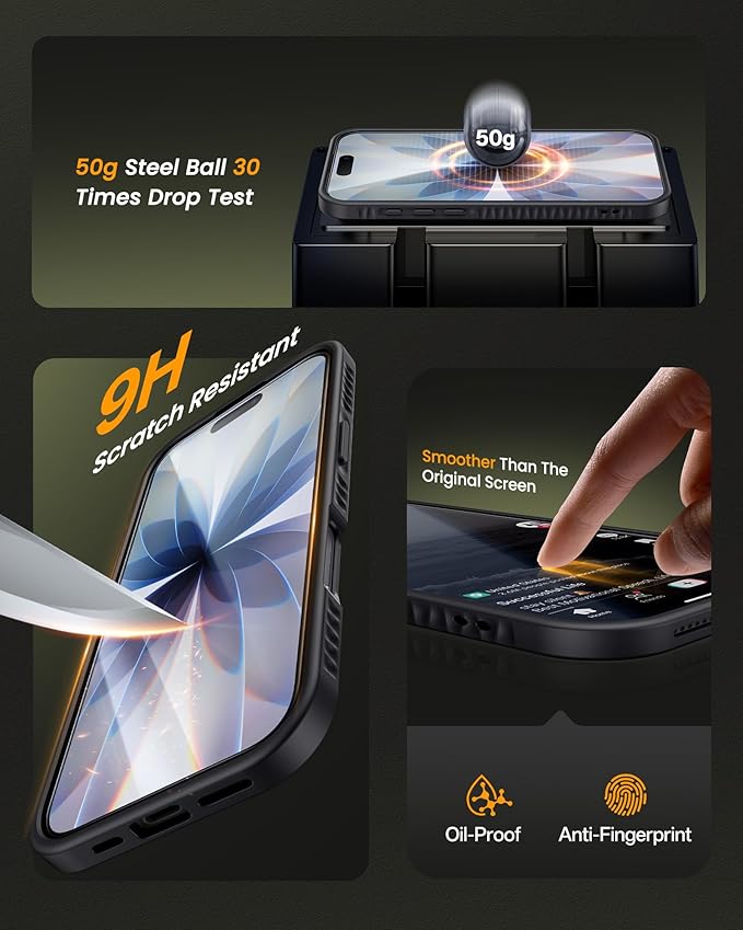 for iPhone 17 Case Wallet with Stand, Built-in [2 Pack] Screen Protector & Card Holder & Camera Cover, Military Grade Drop Protection Phone Case for iPhone 17 6.3" 2025, Black