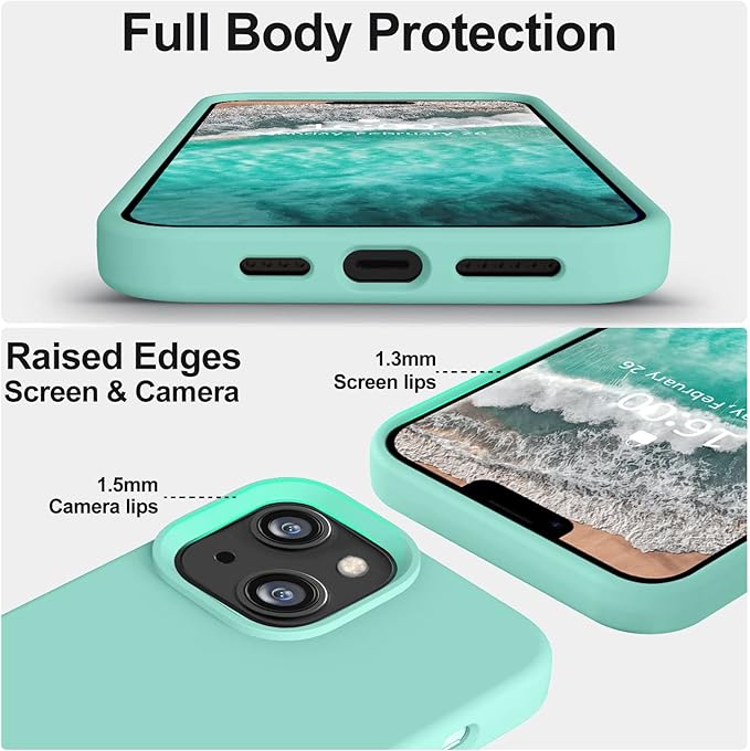 Vooii Compatible with iPhone 14 Case,[Silky Touch Premium Liquid Silicone] [Soft Anti-Scratch Microfiber Lining], Ultra Slim Shockproof Protective Case for iPhone 14 - Sea Blue
