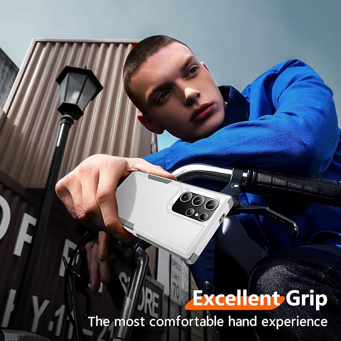 Red2Fire for Samsung Galaxy S24 Ultra Case, [Military Grade Drop Protection] Non-Slip Heavy Duty Full Body Shockproof Protection Phone Case for S24 Ultra Case 6.8 inch, White