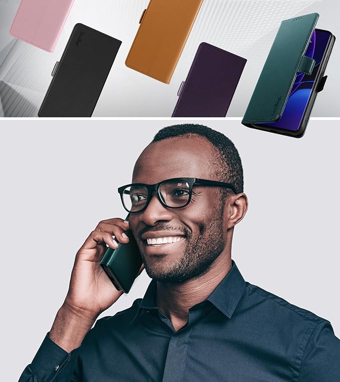 Wallet Flip Case for Motorola Edge (2023) - [RFID Blocking] Luxury PU Leather Card Holder Magnetic Phone Cover with Kickstand,Shockproof Protective Case,Green