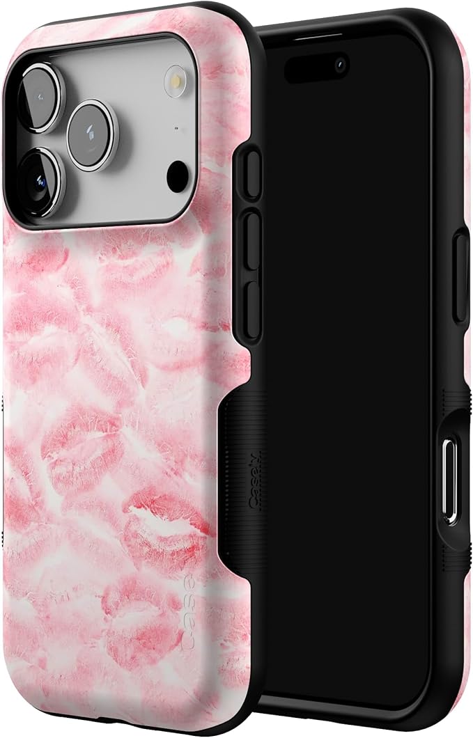 Casely iPhone 17 Pro Case | Sealed with a Kiss | Pink Lipstick | Bold Protective Design | Compatible with MagSafe