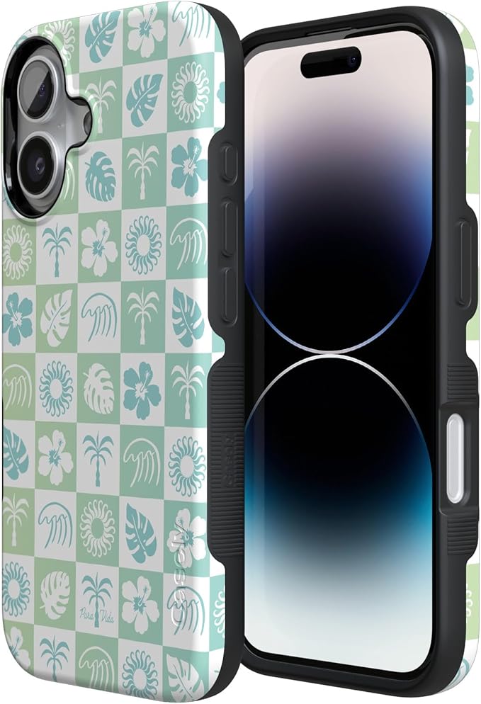 Casely iPhone 17 Case | Coastal Checkers | Pura Vida | Compatible with MagSafe | Bold Protective Design