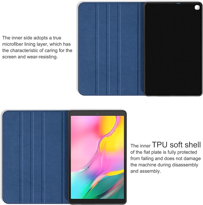 for Samsung Galaxy Tab A 10.1 inch Case 2019 Model(SM-T510/T515/T517) Genuine Leather Cover Protective Shell.Blue