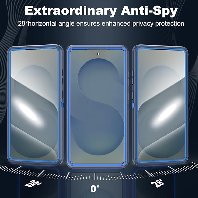 Designed for Samsung Galaxy S25 Ultra Case [with Privacy Screen Protector] 3-Layer Full Body Protection Rugged Shockproof Heavy Duty Phone Case Cover, Navy Blue