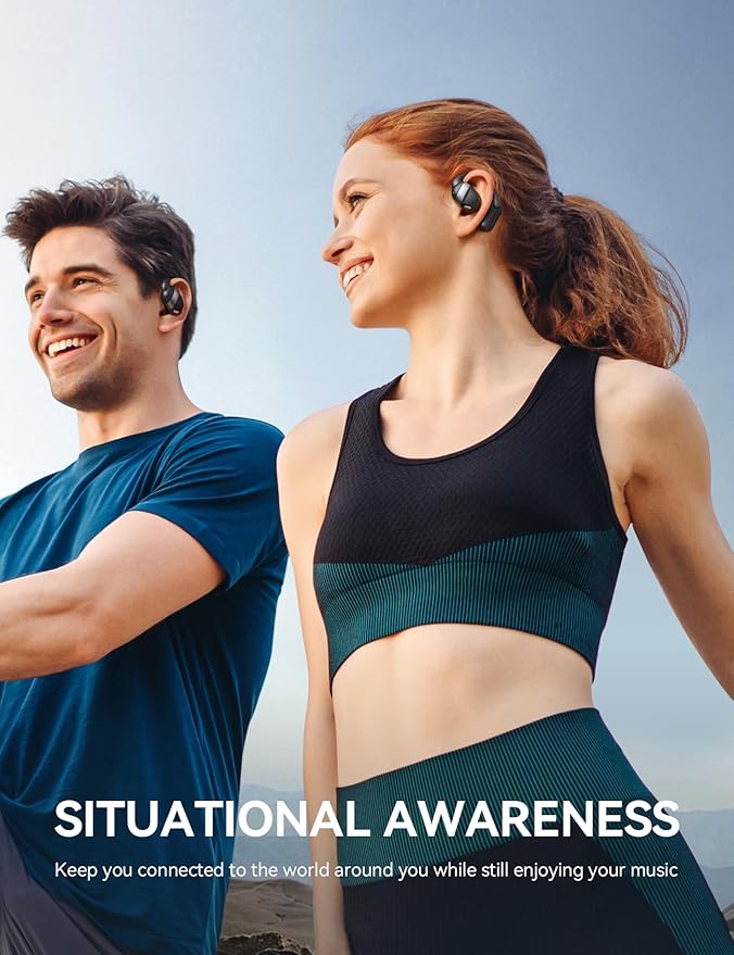 JOYROOM Open-Ear Wireless Earbuds Bluetooth 5.4 Headphones Sport IPX4 Waterproof Ear Buds for During Running/Workout Black