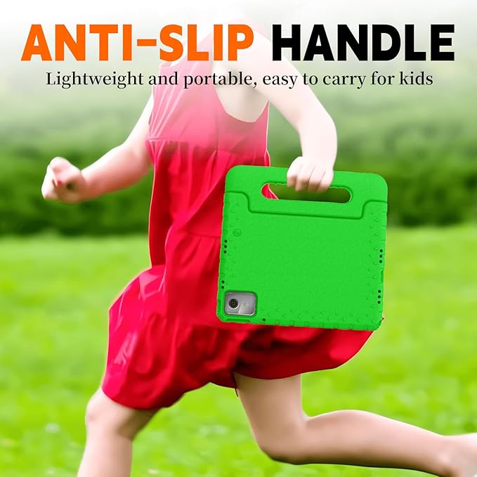 for Lenovo Tab M11 Case with Rotating Handle Stand, New Kids Heavy Duty Shockproof Cover for Lenovo Tab M11/Tab K11 LTE 11" 2024, Green