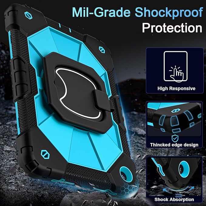 Case for Samsung Galaxy Tab A9+/ A9 Plus Case 11 Inch (SM-X210/X216/X218) with Screen Protector/360° Rotating Stand,Military Grade Shockproof Cover for Galaxy Tab A9 Plus Cases