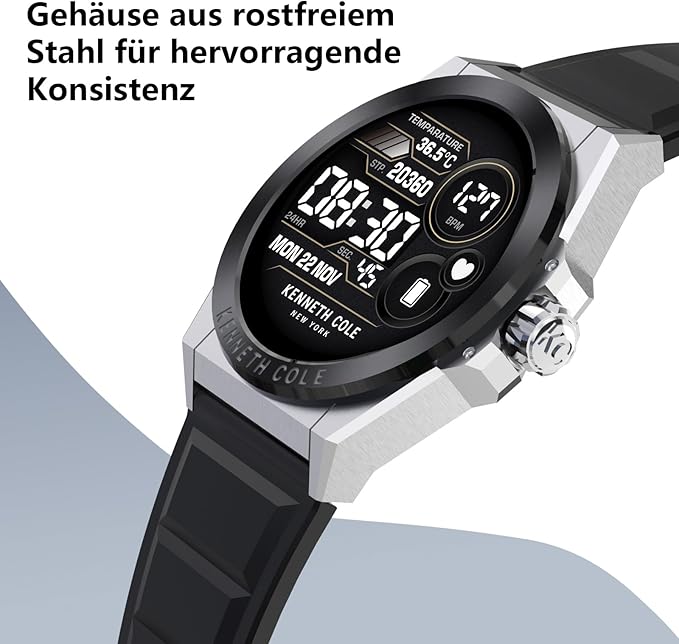 Bebinca Smart Watch for Men Compatible with iPhone Samsung Android Phone, 1.32'' HD Screen IP68 Waterproof Bluetooh Fitness Tracker Heart Rate/Sleep Monitor(Black-Silver)