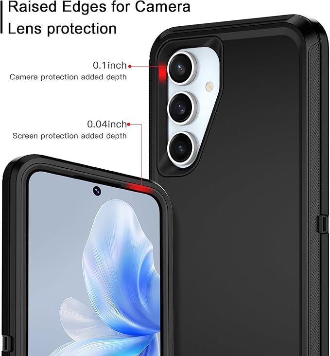 for Samsung Galaxy S24 FE 5G Case Heavy Duty Protective Shockproof Dropproof 3-Layer Full Body Protection [Without Screen Protector] Tough Rugged Case for Galaxy S24 FE,Black