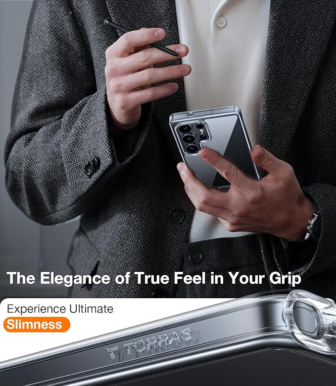 TORRAS Shockproof for Samsung Galaxy S25 Ultra Case, [Non-Yellowing] [12FT Military-Grade Protection] Transparent Slim Case for Samsung S25 Ultra Case, Diamond Clear, Hard, 6.9'' Guardian Series