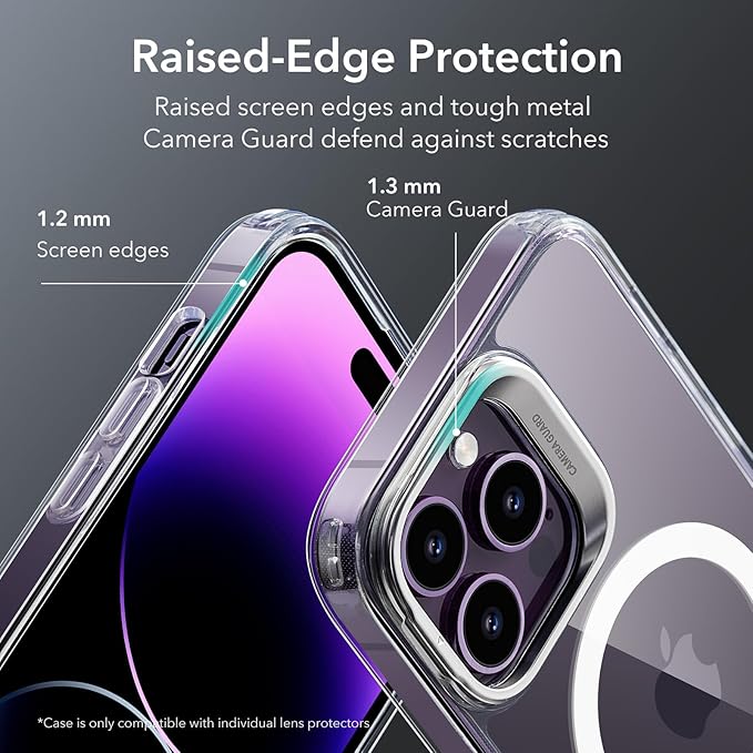 ESR for iPhone 14 Pro Case, Compatible with MagSafe, Built-in Camera Ring Stand, Military-Grade Protection, Magnetic Phone Case for iPhone 14 Pro, Classic Kickstand Case (HaloLock), Clear
