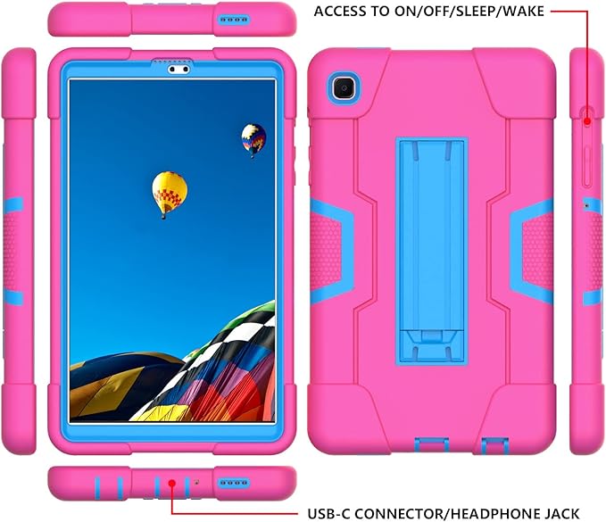 Case for Samsung Galaxy Tab A7 Lite 8.7 Inch 2021, Duty Rugged Shockproof Silicone and PC Protective Case for Galaxy Tab A7 Lite 8.7" 2021 (SM-T220/T225) (Rose red+Blue)