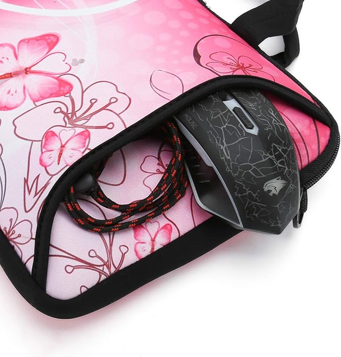 RICHEN 11 11.6 12 12.5 13 inches Laptop/Chromebook/Notebook Bag Tablet Case Neoprene Handle Sleeve with Shoulder Strap (11-13.3 inch, Pink Butterfly)