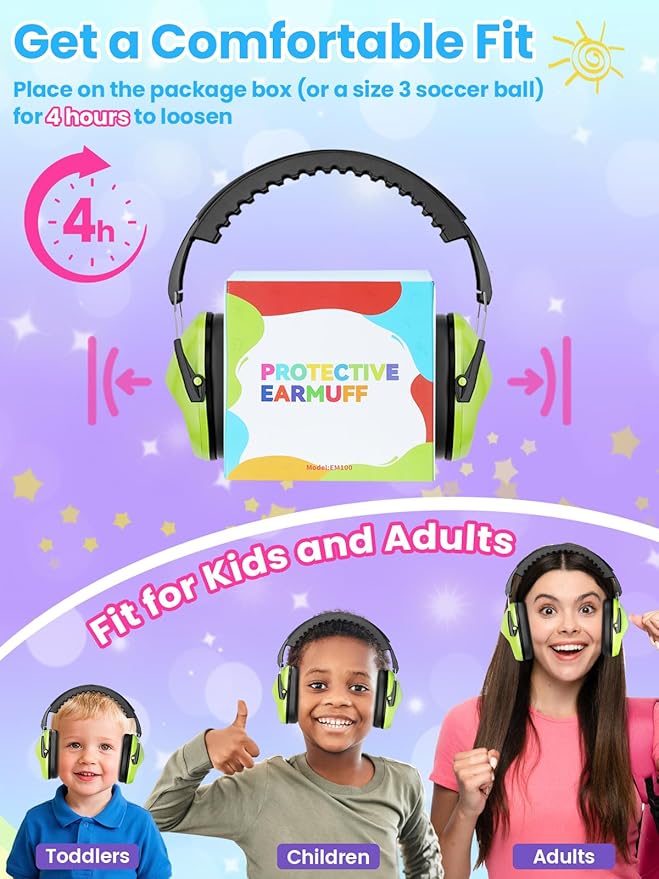 Dr.meter Noise Cancelling Headphones For Kids 2PACK, 27.4SNR Toddler Ear Protection Ear Muffs for Kid Hearing Protection, Noise Reduction in Monster Jam, Concerts, Fireworks, Autism Green & Blue