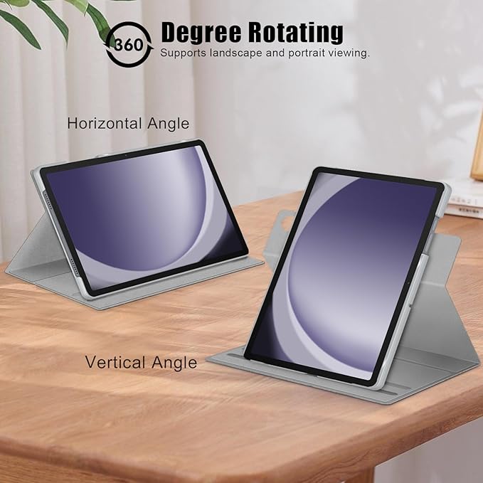 Case for Samsung Galaxy Tab A9 Plus/Galaxy Tab A9 + 11 Inch 2023 SM-X210/X216/X218 Tablet,360° Rotating Stand Cover with Auto Sleep/Wake,Gray