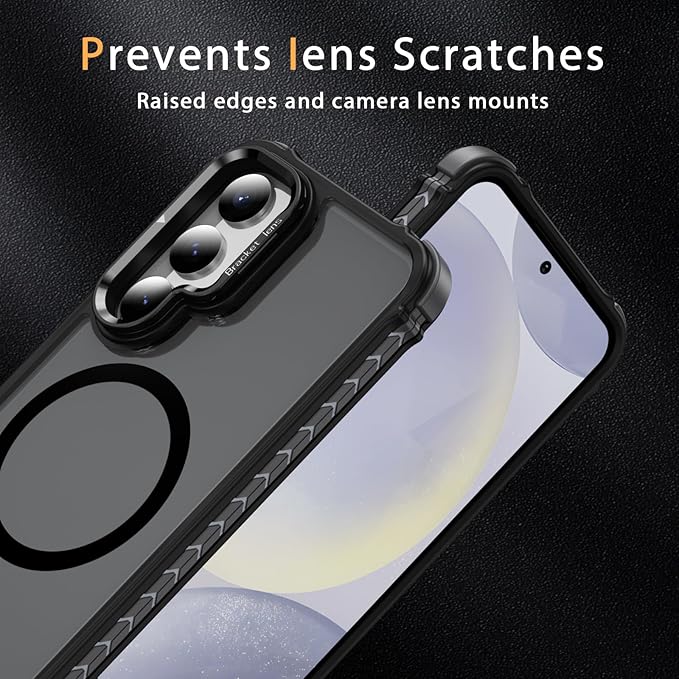 Magnetic for Samsung Galaxy S25 Plus Case/S24 Plus Case Black Fit for MagSafe Military-Grade Shockproof Protection Adjustable Kickstand Slim Matte Anti-Fingerprint Cover Men Women