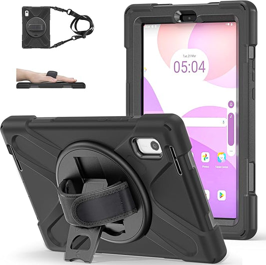 TSQQST Case for Lenovo Tab M9 9.0 Inch 2023 Model TB-310FU for Kids | Heavy Duty Rugged Shockproof Protective Case with [360 Rotating Stand] & Hand Strap, Function Cover for Lenovo M9 Tablet | Black