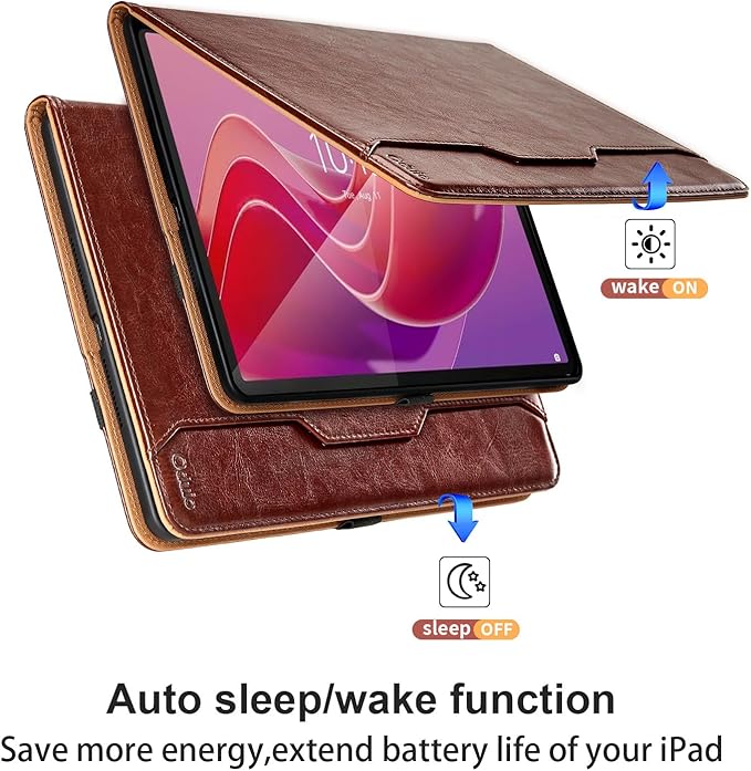 Case for Lenovo Tab M11 (TB-330FU/TB-331FC)/Tab K11 LTE 11 Inch 2024 - PU Leather Business Folio Case with Hand Strap and Pocket, Auto Wake/Sleep Smart Tablet Cover, Brown