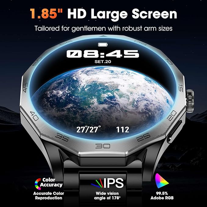 Military Smart Watch for Men 1.85" HD Ultra Screen Touch Screen 710mAh Battery Smart Watches for Android iOS （Bluetooth Call Answer/Dial Calls） Fitness Tracker with 100+ Sports