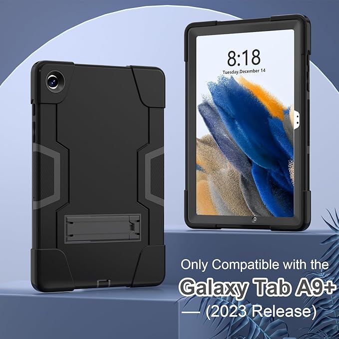 Case for Samsung Galaxy Tab A9 Plus 11 inch (2023), High Impact Protective Heavy Duty Shockproof Kickstand Cover for Galaxy Tab A9+ Plus 11" Model (SM-X210/X215/X216), Black