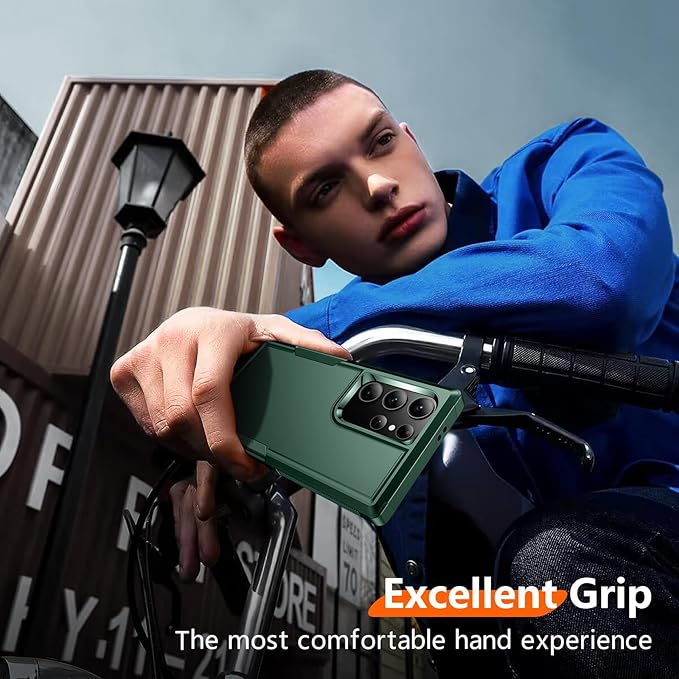 Red2Fire for Samsung Galaxy S24 Ultra Case, [Military Grade Drop Protection] Non-Slip Heavy Duty Full Body Shockproof Protection Phone Case for S24 Ultra Case 6.8 inch, Deep Green