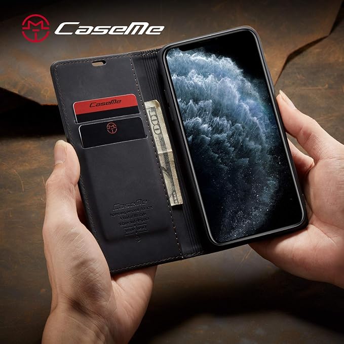 for iPhone 11 Pro Max Case, Flip Wallet Leather Case with Card Holder Magnetic Closure Shockproof Kickstand Protective Phone Cases Cover for iPhone 11 Pro Max, Black