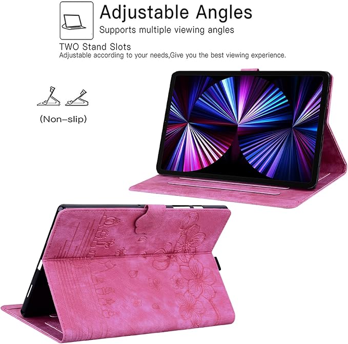 Case for Lenovo Tab M9 9.0 inch 2023 / Nook 9" Lenovo Tablet (2024), PU Leather Magnectic Cover Folio Stand Shell with Pencil Holder for tb310fu case-Pink