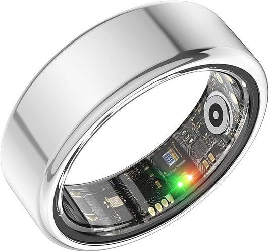 Benio Ring Gen 2 Smart Ring, Step/Sleep/Blood Oxygen/Heart Rate Tracker for Women Men, Higher waterproof rating 5ATM Fitness Tracker,No Subscription Fee,for iPhone and Android (Size 12, Galaxy Sliver)