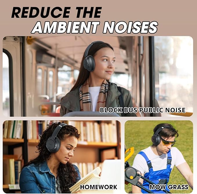 BERIBES Upgraded Hybrid Active Noise Cancelling Headphones with Transparent Modes,70H Playtime Bluetooth Headphones Wireless Bluetooth with Mic, Deep Bass,3.5MM Cable,Soft-Earpads,Fast Charging-Black