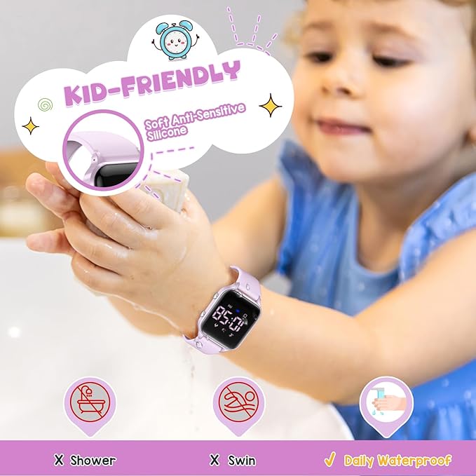 Kids Digital Watches for Boys Girls, Sports Watch with Fitness Tracker, Pedometer, Alarm Clocks, Stopwatch, No App Needed Waterproof Kids Watch, Gift for Teens Student Girls Boys Ages 5-14